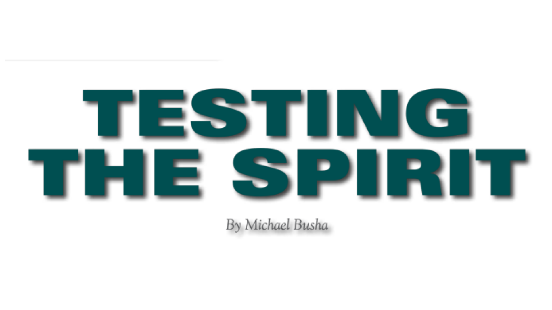 Testing The Spirit Michael Busha